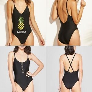 New Xhilaration Women’s XL Black One-Piece Swimsuit Bundle